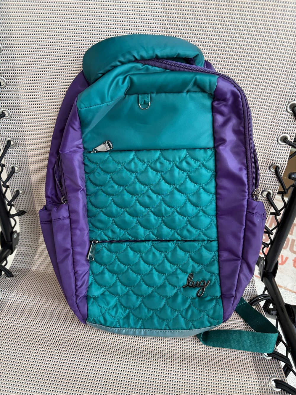 LUG Teal and Purple Quilted Hopper 2 Backpack
